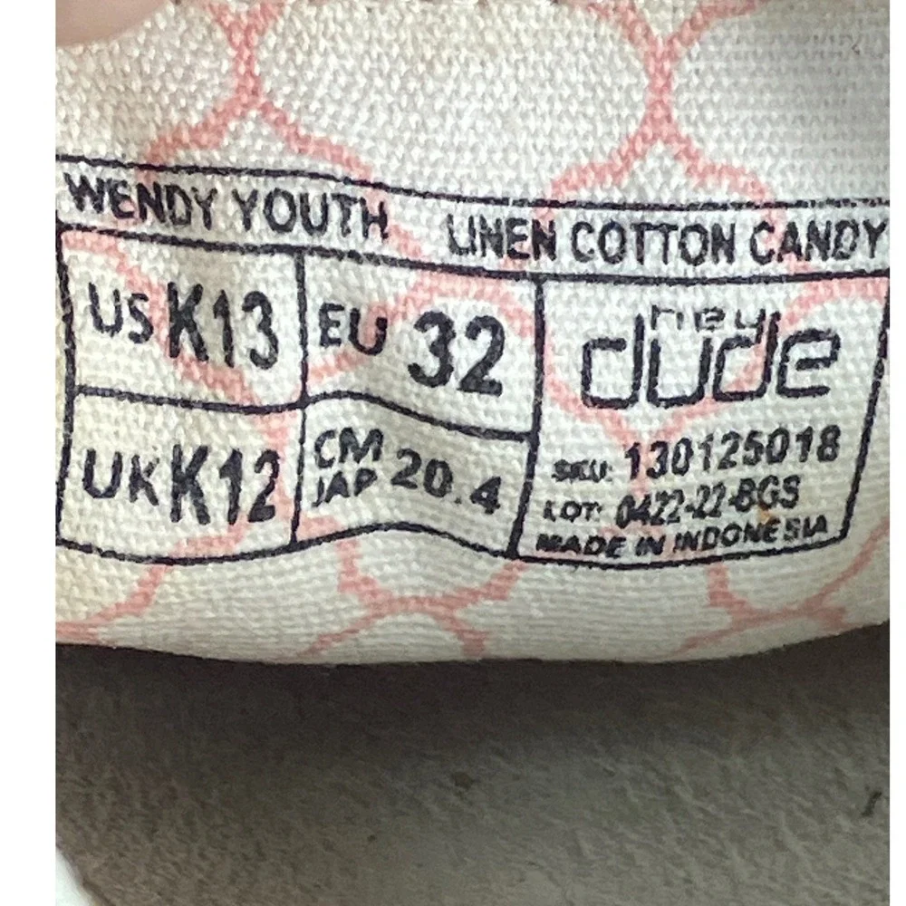 Hey Dude Wendy Youth Linen Cotton Candy Pink Slip On Shoes K13 130125018